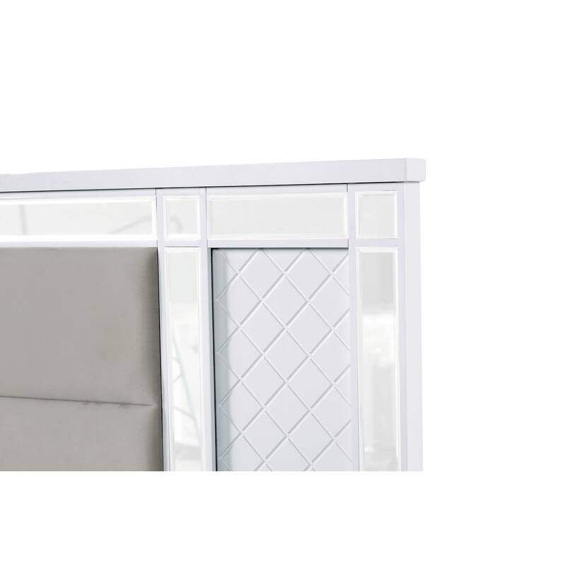 Livorno White Wood Frame Bed with LED Headboard