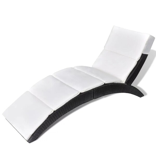 vidaXL Folding Sun Lounger Poly Rattan Black - 3' 11" x 1' 9" x 1' 2"
