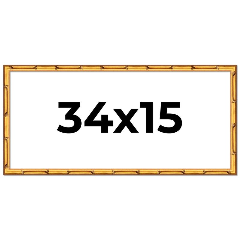 34x15 Frame Gold Bamboo Picture Frame Modern Photo Frame Includes UV Acrylic Shatter Guard Front Acid Free Foam Backing Board