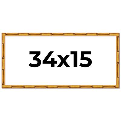 34x15 Frame Gold Bamboo Picture Frame Modern Photo Frame Includes UV Acrylic Shatter Guard Front Acid Free Foam Backing Board