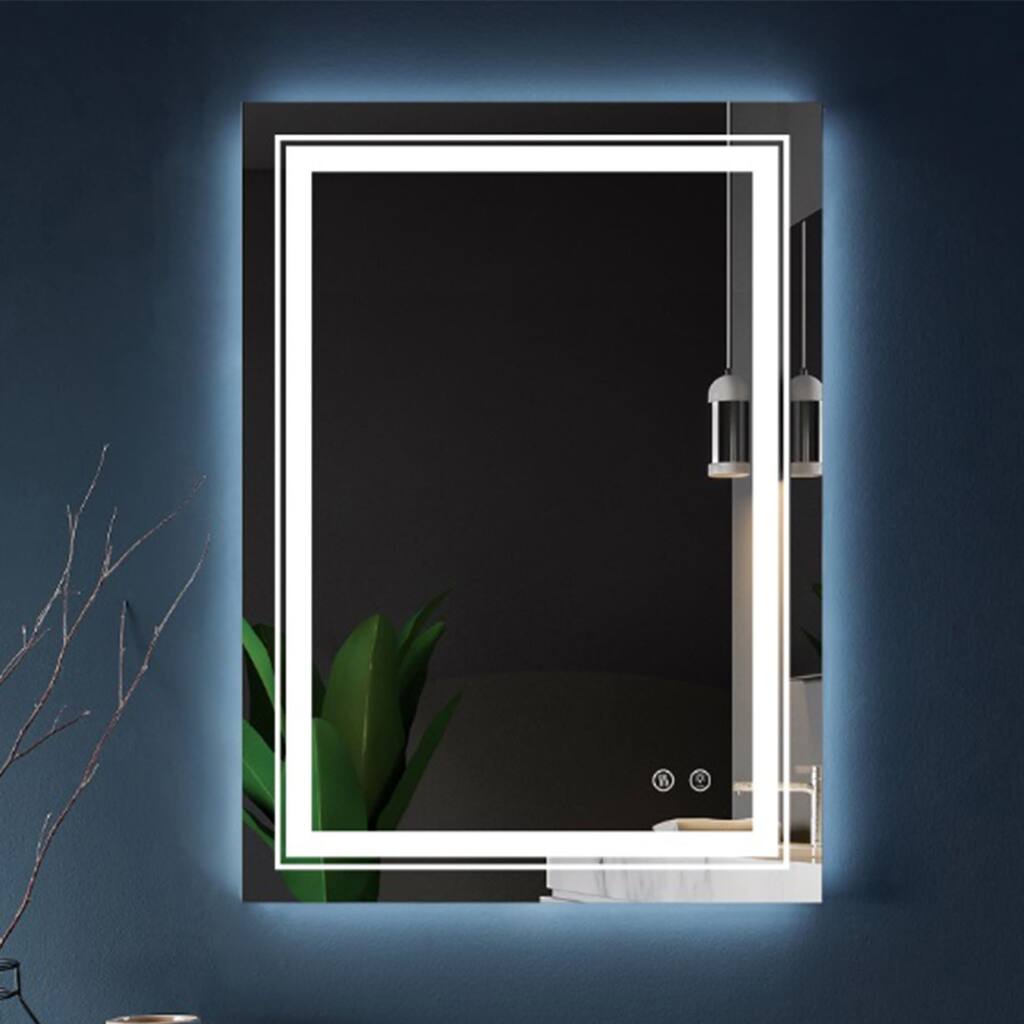 28x20 Inch LED Bathroom Vanity Mirror With Lights Dimmable Wall Lighted Makeup Mirror Modren Frameless Anti-Fog Touch Sensor