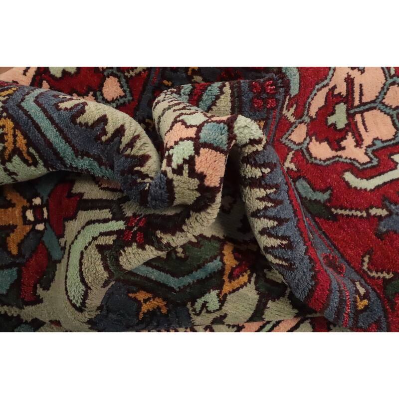 Hand Knotted Oriental 100% Wool Carpet Transitional Geometric Green Oushak Area Rug - 9' 11'' X 7' 11''