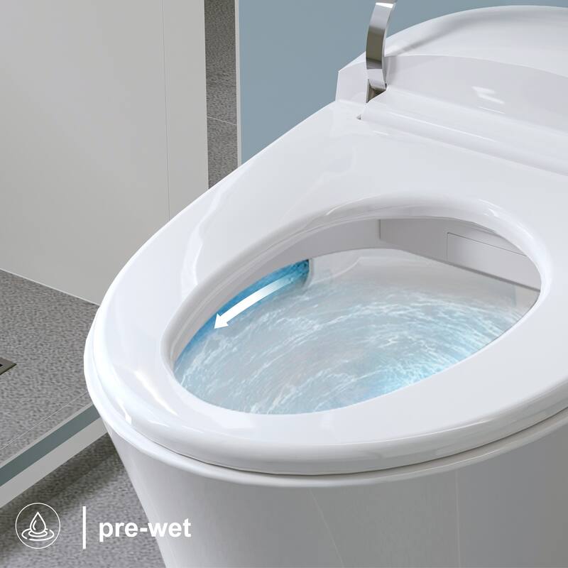 HOROW Elongated Smart Bidet Toilet Tankless Dual Flush Heated Seat Remote White - N/A