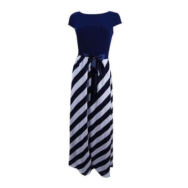 Shop Sl Fashions Women S Diagonal Stripe Maxi Dress Navy Ivory