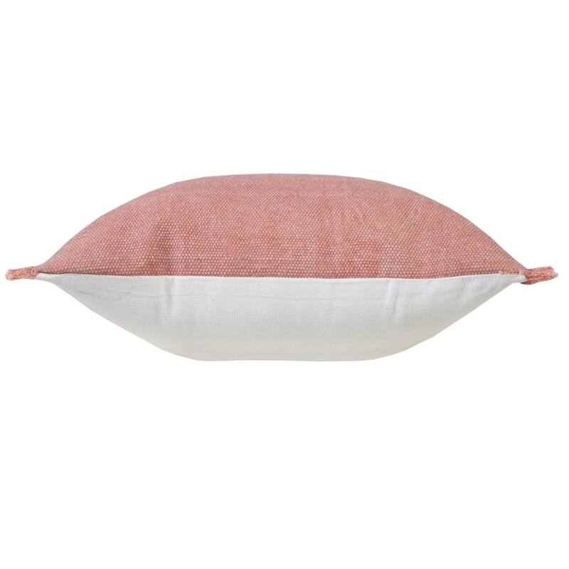 20" Pink Solid Fringe Square Throw Pillow