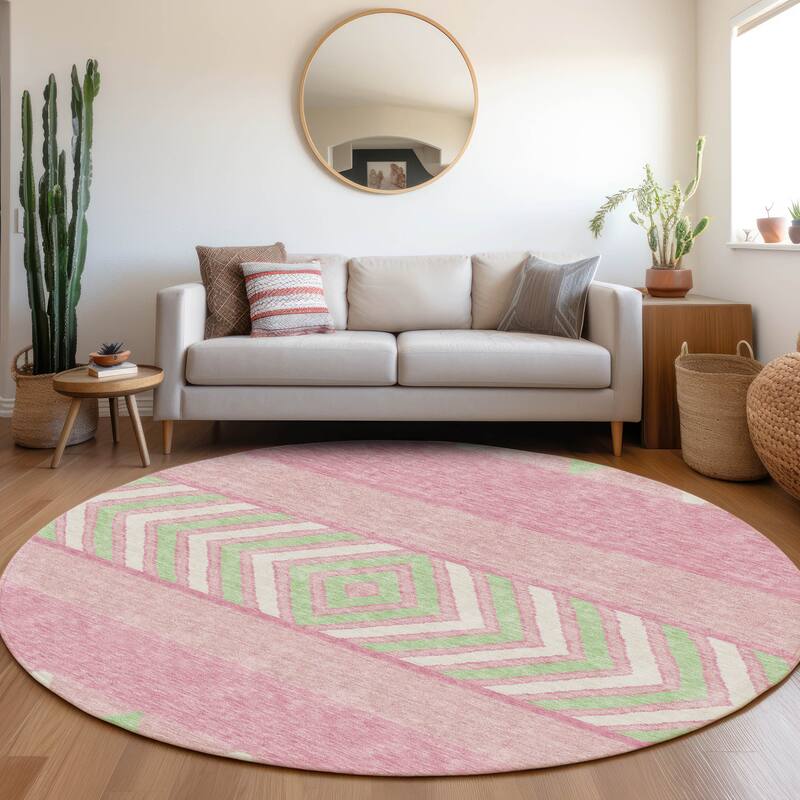 Premium Washable Super Soft Southwest Ombre Mayfield Rug - Pink - 8' x 8'