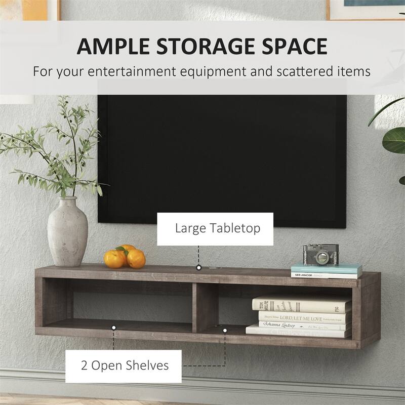 Wall Mounted TV Stand, Media Console Floating Storage Shelf, Dark Grey