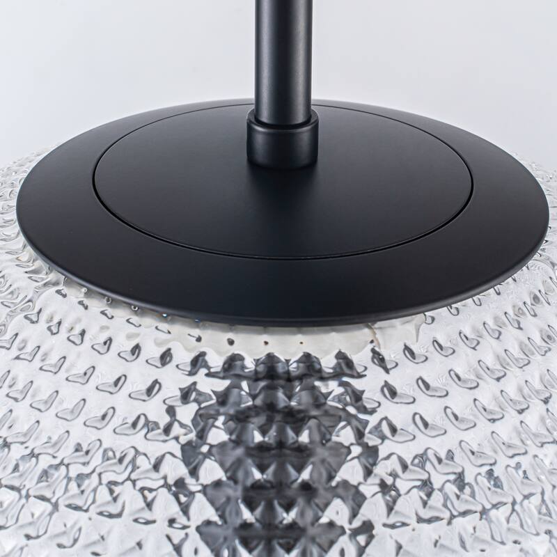 1-Light 14.17" Black/Gold Modern Textured Grid Glass Globe Semi-Flush Mount Light