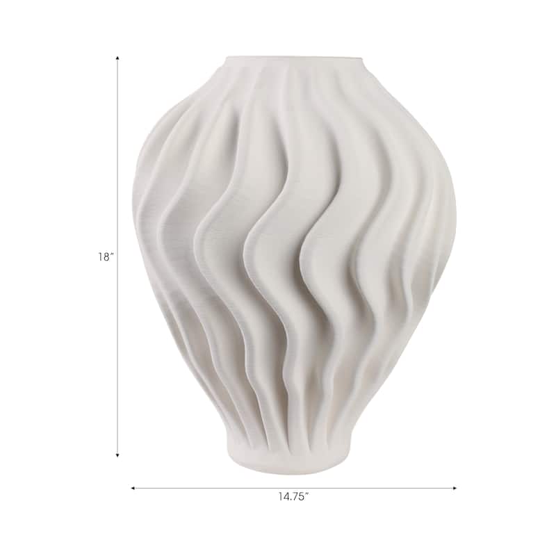 Porcelain Sculptural Vase with Textured Wave Design Modern Form