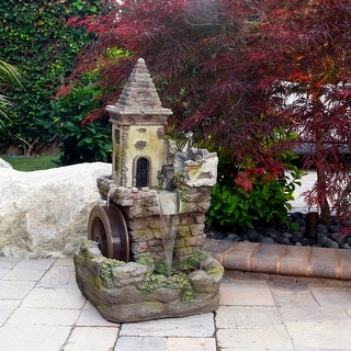 Alpine Corporation 35" Tall Outdoor Tower Castle Fountain Yard Art Decoration