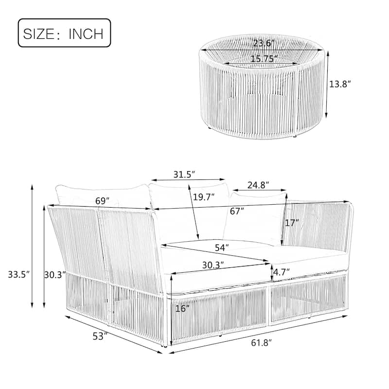 Outdoor Sunbed and Coffee Table Set