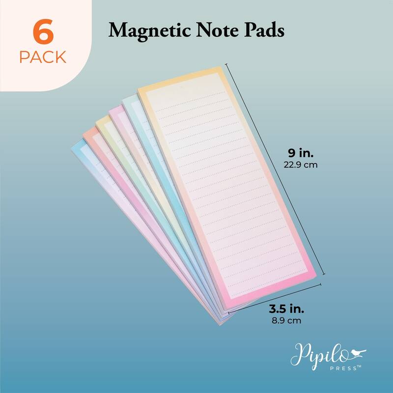Juvale 6 Pack Magnetic List Pads for Refrigerator, Grocery Shopping Lists, 3.5 x 9 In