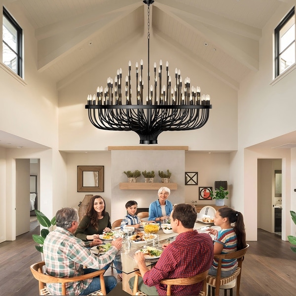 Black Round Industrial Candle Chandeliers Large Wagon Wheel Chandeliers