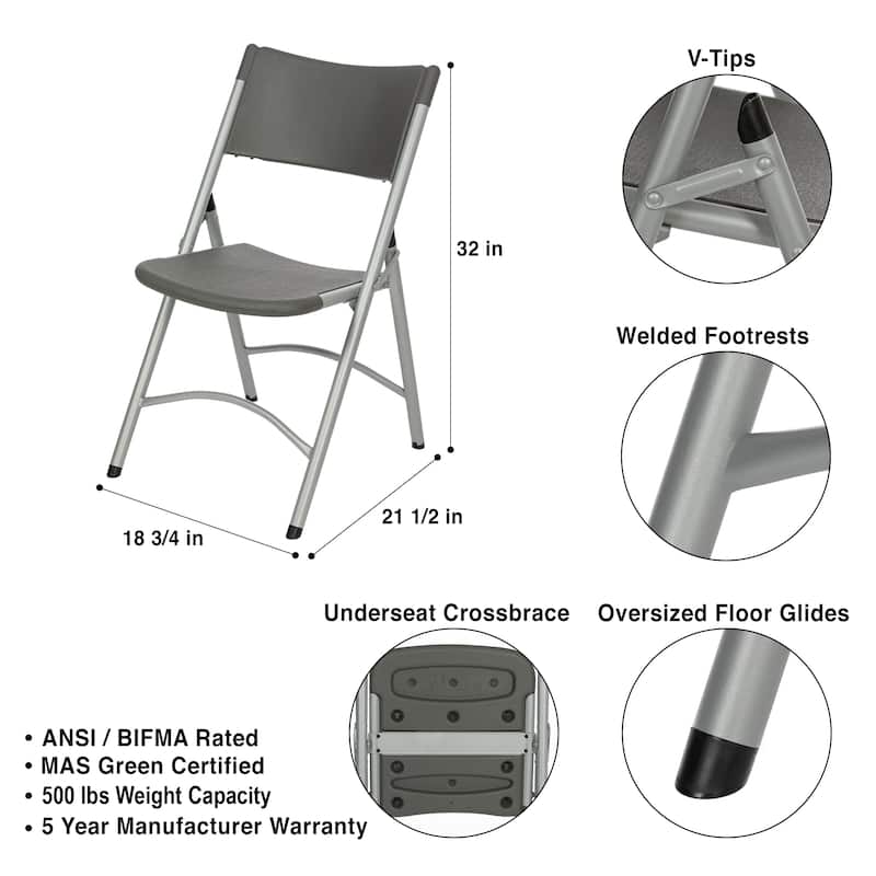 Hampden Furnishings Gwyneth Collection Resin Folding Chair, Pack of 4