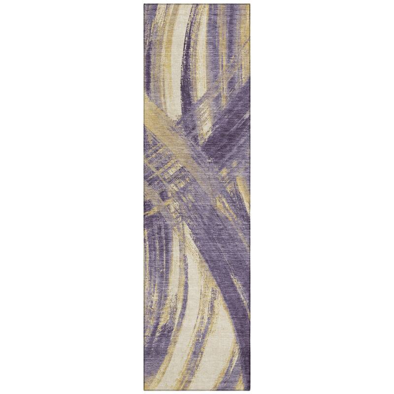Machine Washable Indoor/ Outdoor Abstract Brushstroke Chantille Rug