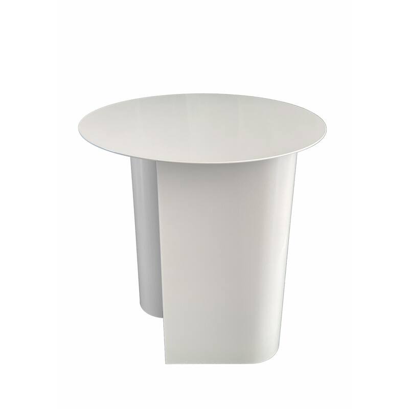 18 in. White Round Metal End Table, Sturdy Build End Side Table for Living Rooms