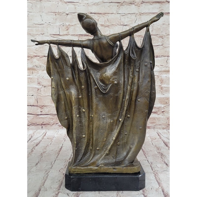Demetre Chiparus Vintage Reproduction Art Deco Dancer Showgirl Curtain Call Bronze Sculpture