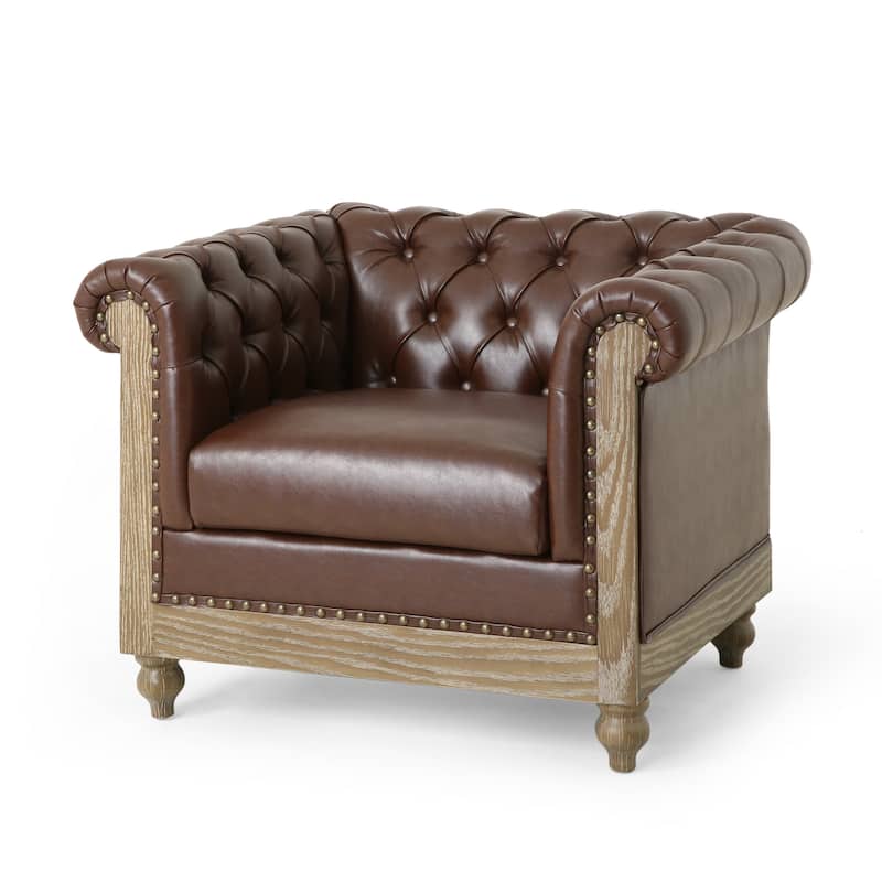 Castalia Chesterfield Tufted Club Chair by Christopher Knight Home - 39.00" L x 33.50" W x 28.00" H