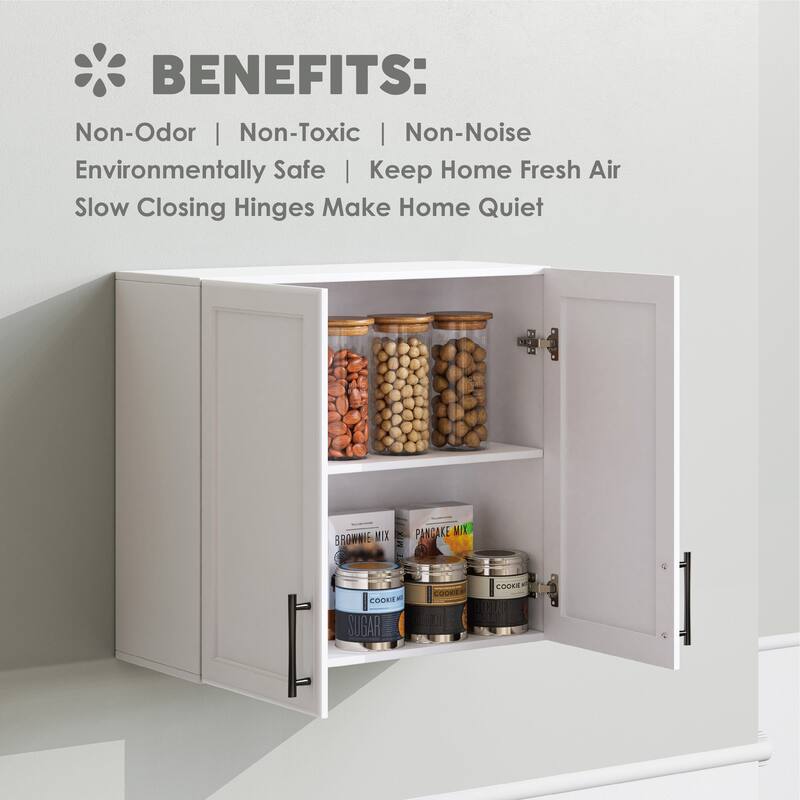 Shaker Style Wall Storage Cabinet with 2 Doors & Shelf
