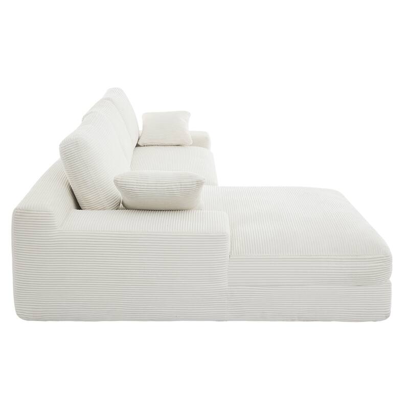 Roomfitters Corduroy Compressed Sofa with 3 Back Cushions & 2 Pillows, Soft Skin-Friendly Couch for Cozy Living Room