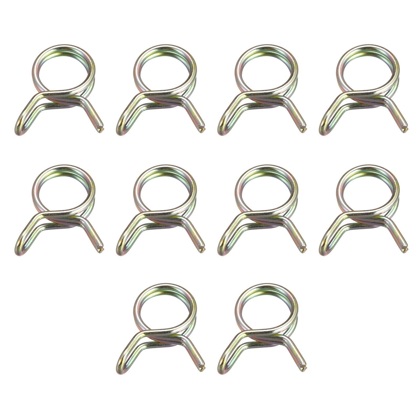Double Wire Spring Hose Clamp, 10pcs 65Mn Steel 7mm Clips, Color Zinc Plated - Color Zinc