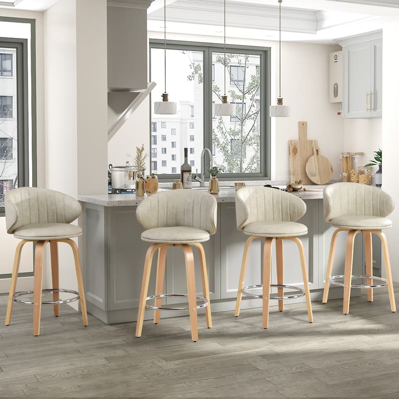 26 Inch Bentwood Bar Stools Swivel Counter Height Bar Stools