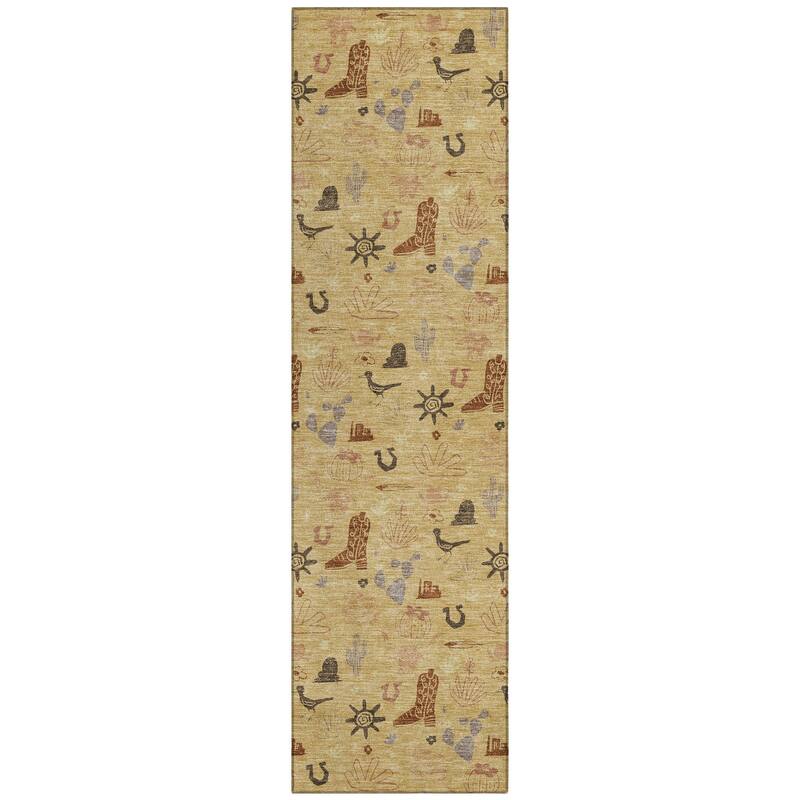 Machine Washable Indoor/ Outdoor Cowboy Ranch Chantille Rug