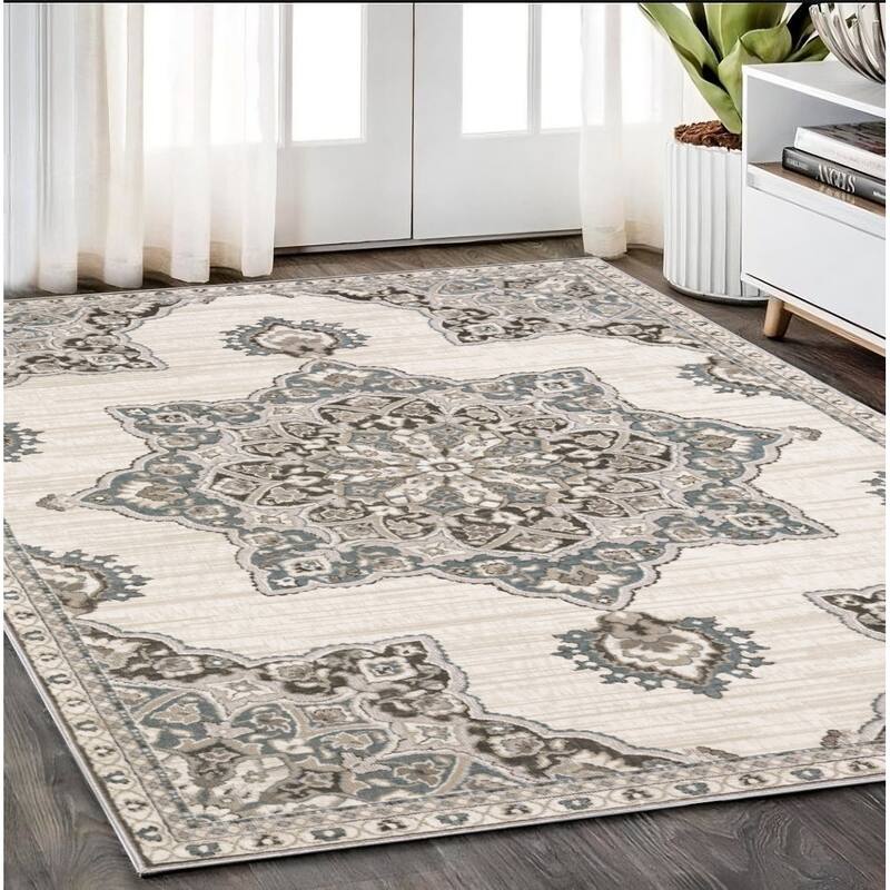 HomeRootsMedallion Traditional Rectangle Area Rug - 92.52' X '62.99' X '0.39