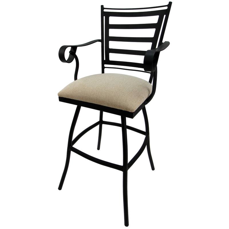 Outdoor Bar Height 30" Swivel Bar Stool Jenna - Black Frame - 30 inch Seat - Sandy Twill