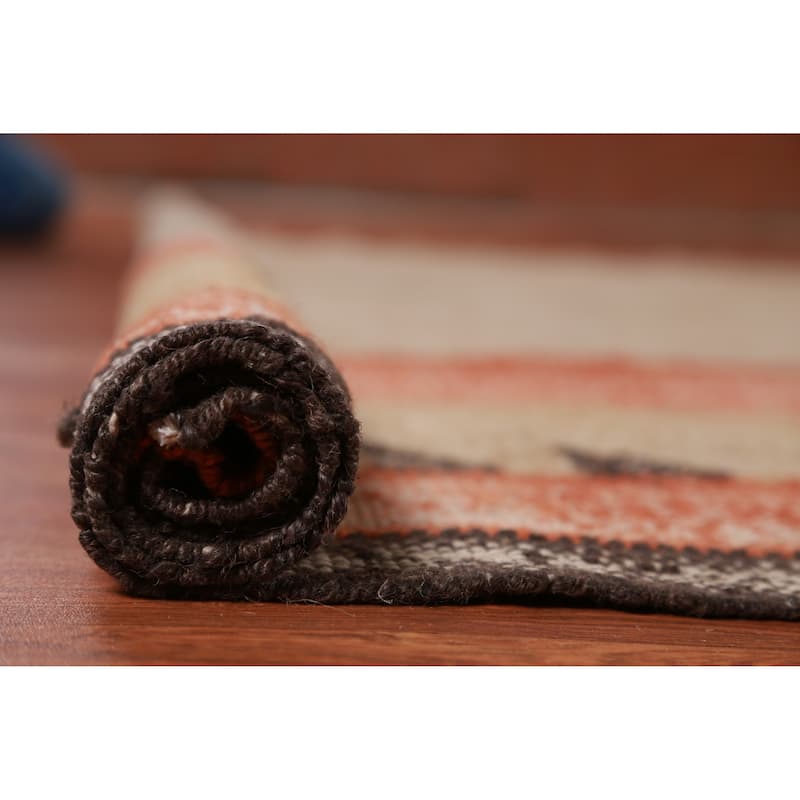 Hand Woven Oriental 100% Jute Carpet Southwestern Modern Brown Kilim Area Rug - 11' 4'' X 9' 9''