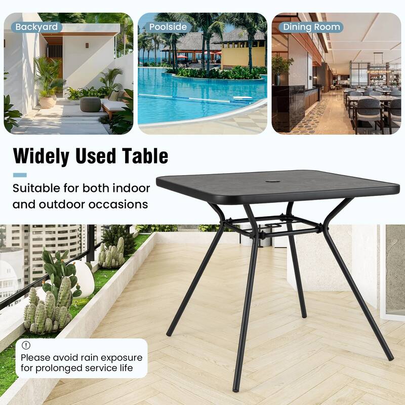 Gymax 32'' Patio Dining Table w/ 1.6'' Umbrella Hole & Lid DPC