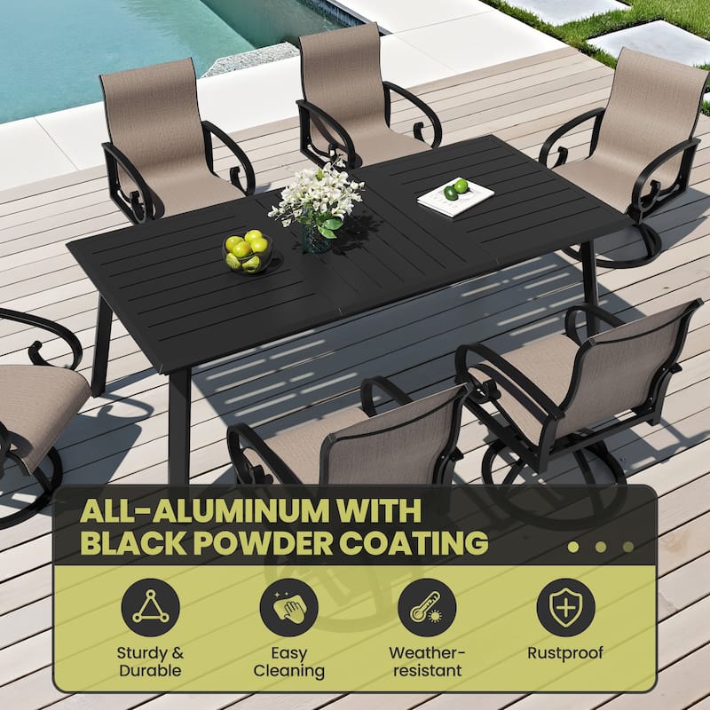 7/9-Piece Outdoor Dining Set Aluminum Dining Table with Sunbrella Swivel Chair