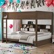 preview thumbnail 18 of 32, Queen over Queen Bunks Platform Bed with Storage Cabinets and USB Ports Antique Wood