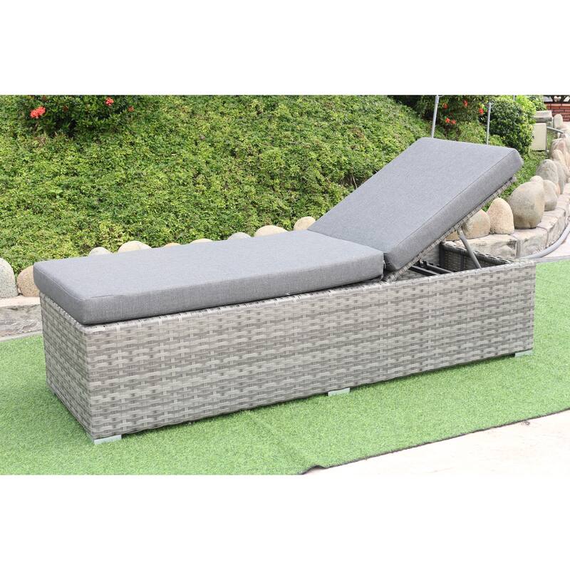 Miami Light Gray Miami Wicker / Rattan Chaise Lounge with Cushion