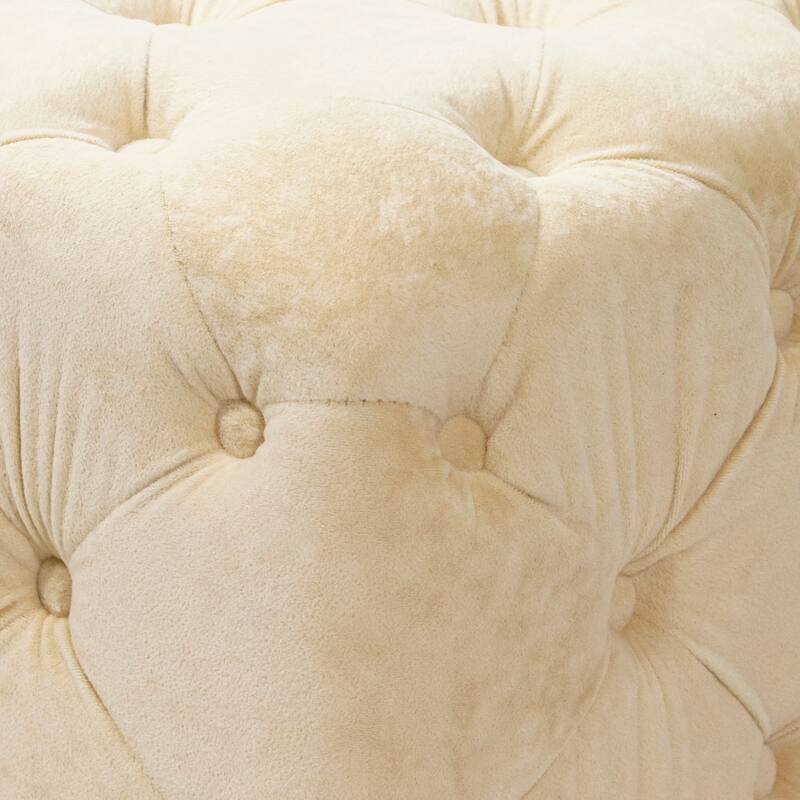Modern Velvet Upholstered Square Tufted Ottoman by GDFStudio