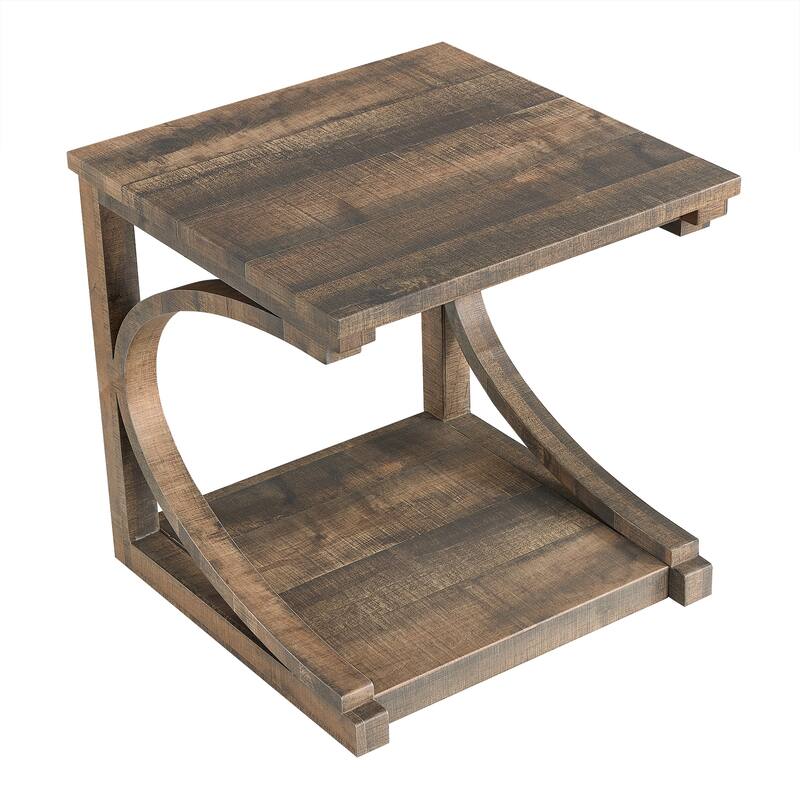 Unique Solid Wood Coffee Table with Storage Shelf