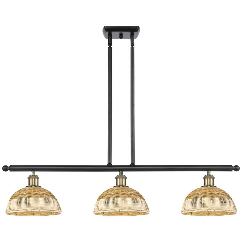 Innovations Lighting Endless Possibilities Ballston - Bristol Natural II - 3 Light 36" Stem Hung Island Light with 9" Shades - Black Antique Brass