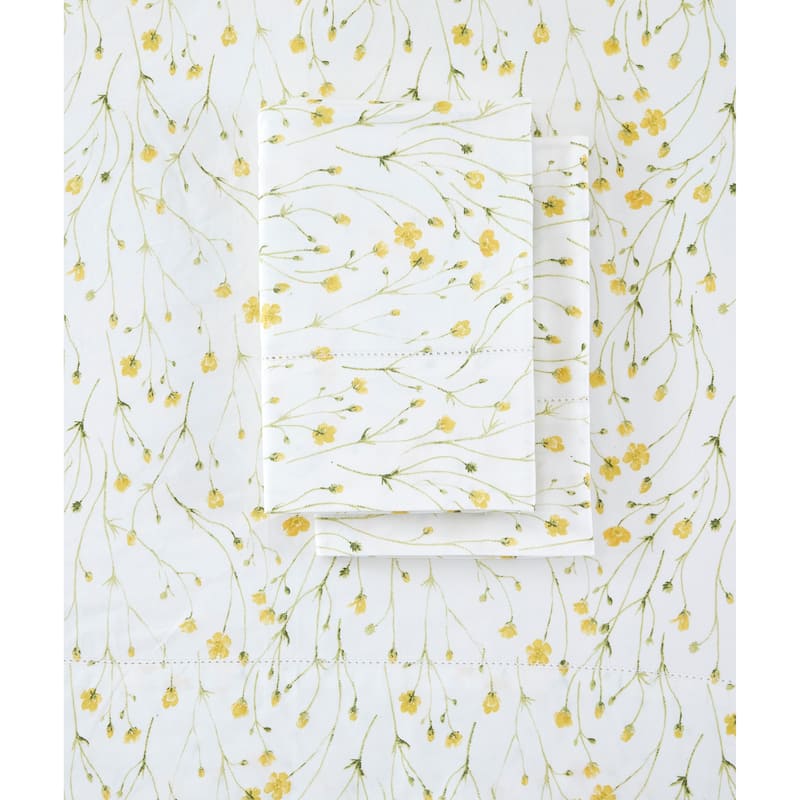 Printed Design Cotton Collection 400TC Hemstitch Buttercup Sheet Set