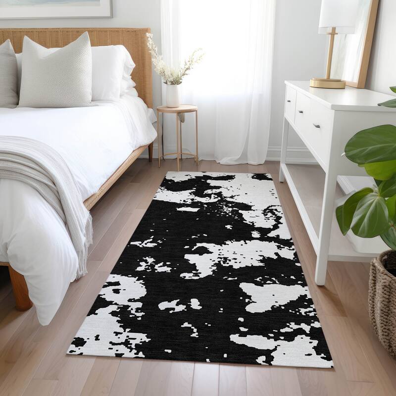 Machine Washable Indoor/ Outdoor Chantille Abstract Rug