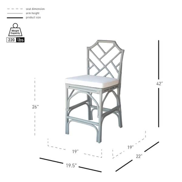 dimension image slide 2 of 5, NPD Furniture Kara Rattan Counter Stool (Set of 2)