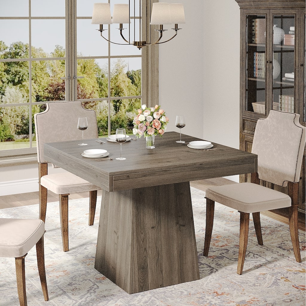 Square Dining Table for 4, 31.5-Inch Kitchen Table with Pedestal Base - 31.5"D x 31.5"W x 29.53"H
