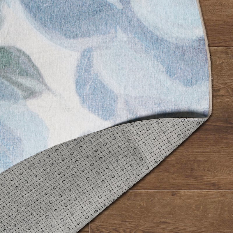 My Magic Carpet Sasha Floral Cream Blue Machine Washable Rug