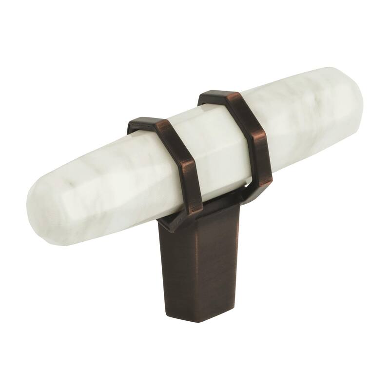 Carrione 2-1/2 in (64 mm) Length Marble White/Oil-Rubbed Bronze Cabinet Knob - 2.5