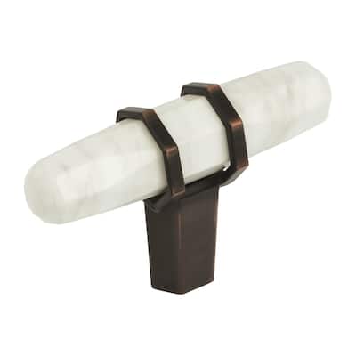 Carrione 2-1/2 in (64 mm) Length Marble White/Oil-Rubbed Bronze Cabinet Knob - 2.5