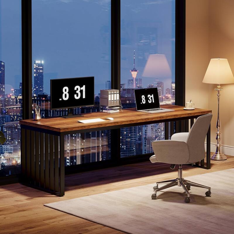 78.74" Extra Long Computer Desk, Double 2-Person Desk, Workstation Writing Study Table for Home Office