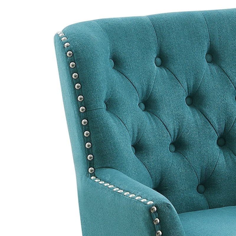 Moser Bay Mignon 30'' Wide Tufted Wingback Accent Chair with Ottoman, Velvet or Linen