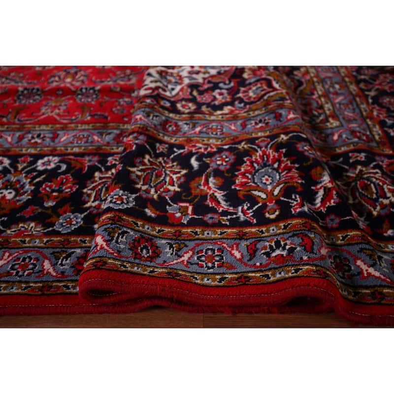 Red Kashan Turkish Area Rug Machine Made Bedroom Carpet - 9'9" x 12'0"