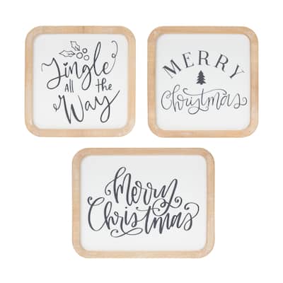 Square Sentiment Christmas Wall Plaques - 6.5" - Set of 12