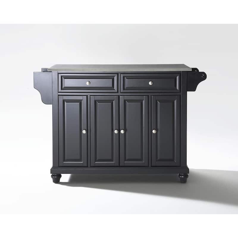 Kitchen Island Cart Stainless Steel Top - Portable Kitchen Storage Island with Drawers & Shelves