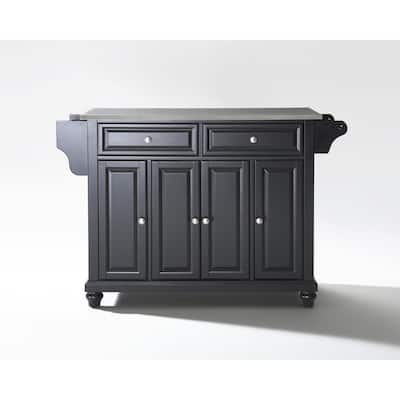 Kitchen Island Cart Stainless Steel Top - Portable Kitchen Storage Island with Drawers & Shelves
